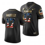 Men's Alabama Crimson Tide #17 Jaylen Waddle 2019 Stars and Stripes Black Golden Limited Edition NCAA College Football Jersey 2403ZBZU8